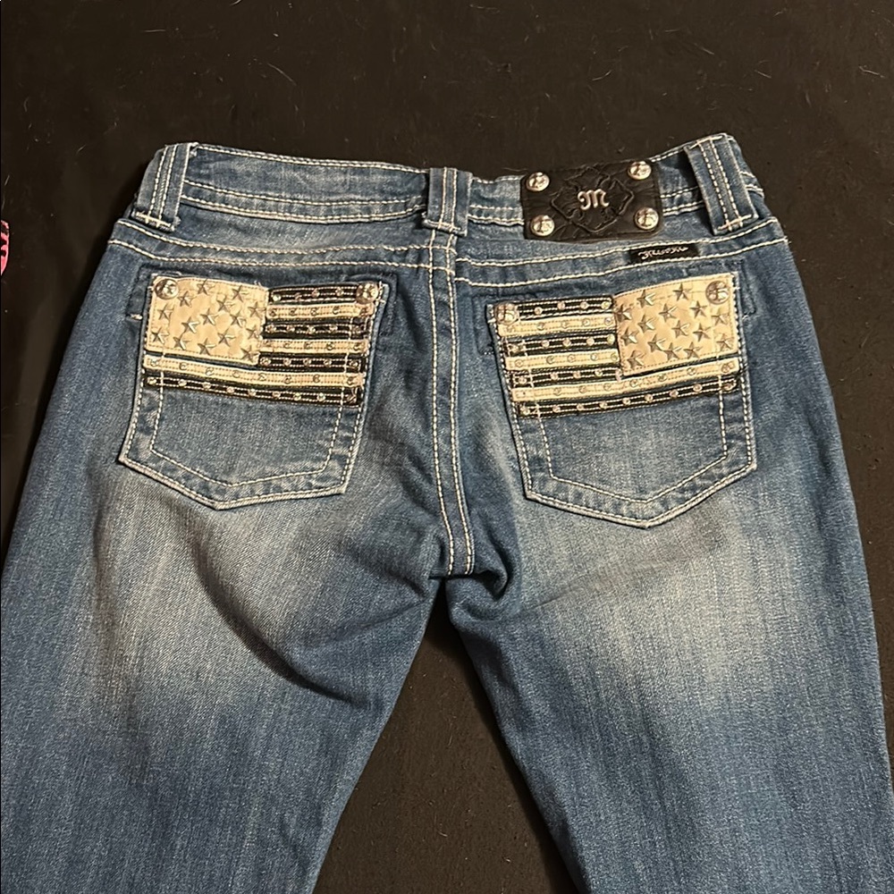 Miss Me Blue Boot Cut Jeans with Star Pattern